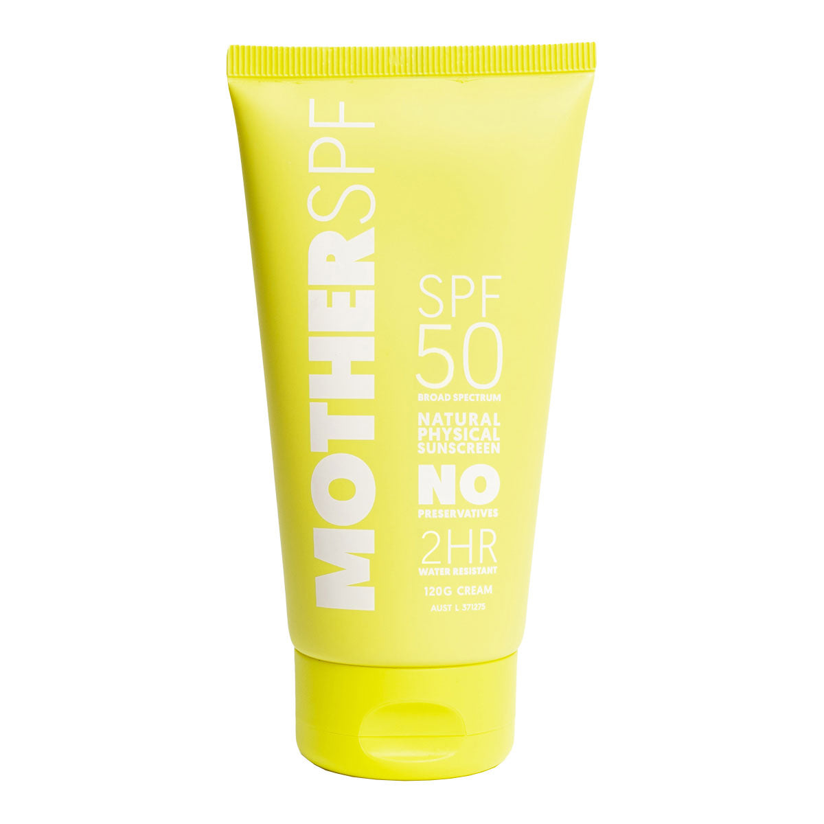 Mother SPF Face and Body SPF 50 sunscreen tube